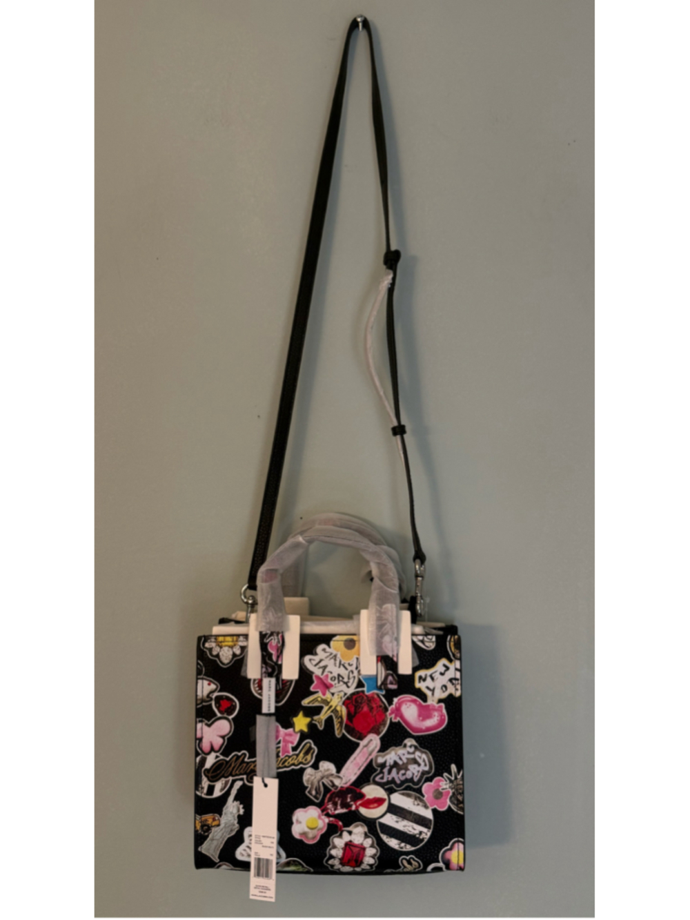 Marc Jacobs Black Leather Sticker Mini Grind Tote Bag